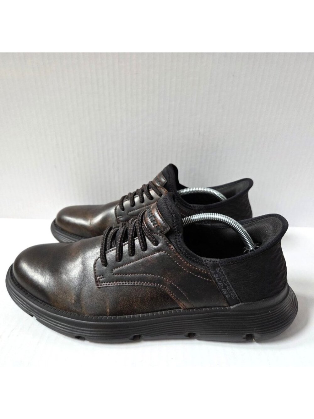 Skechers Shoes Mens 11 Slip-ins Garza Gervin Dark Brown Leather Comfort